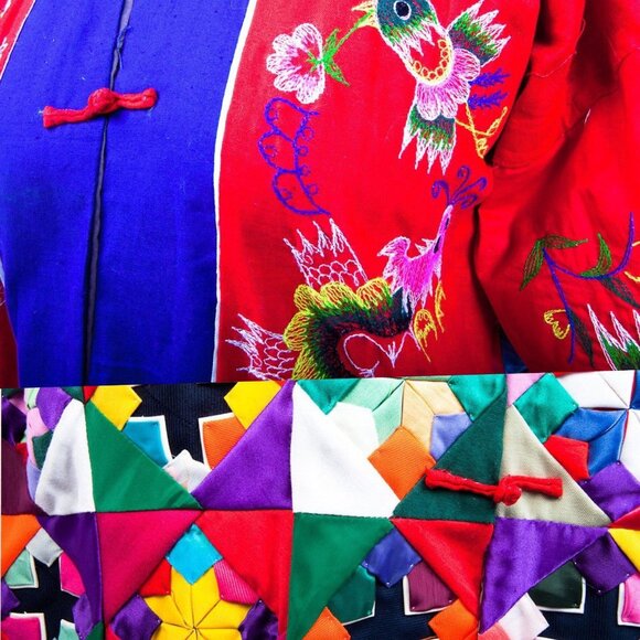 Vtg 1994 Jacket Bai Jia Bei Handmade In China Cotton Applique Embroidered - Picture 5 of 7